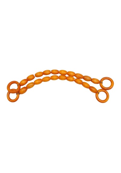 Angel Çanta Aksesuar 20 Mm Oval Ahşap Boncuklu 40 Cm Turuncu Renk Çanta Sapı