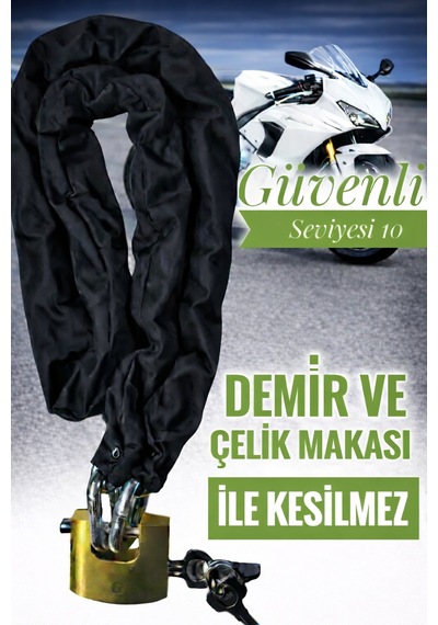 Grade80 G80 13 Mm Çelik Kesilmez Motosiklet Zincir Kilit Yale Kayar Milli Kilit 1.20 Metre Güvenli Motor Kilidi