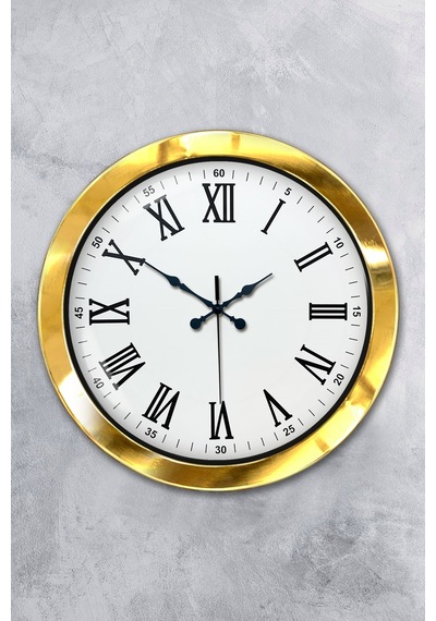 36 Cm Gold Metal Roma Rakamlı Duvar Saati