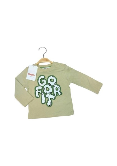 Çikoby Erkek Bebek Pamuklu İnce Uzun Kollu T-shirt-13781-yeşil Yeşil