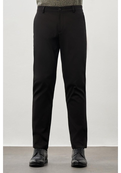 İmza Siyah Düz Armürlü Pamuklu Yan Cep Comfort Fit Casual Pantolon 1003245169 Siyah