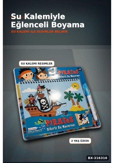 Sihirli Boyama Kitabı Çocuklar İçin Eğitici Hobi Ve Aktivite Oyuncağı Tekli Bx-316316