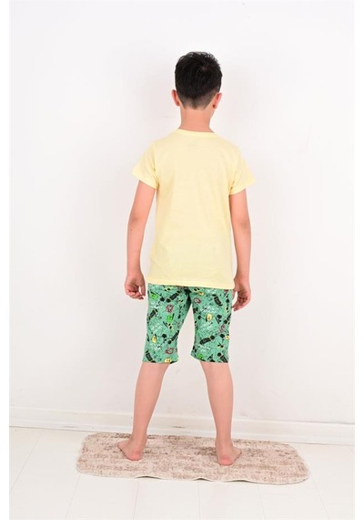 Vitmo Erkek Çocuk Kapri Pijama Takımı Born To Skate Sarı Sarı