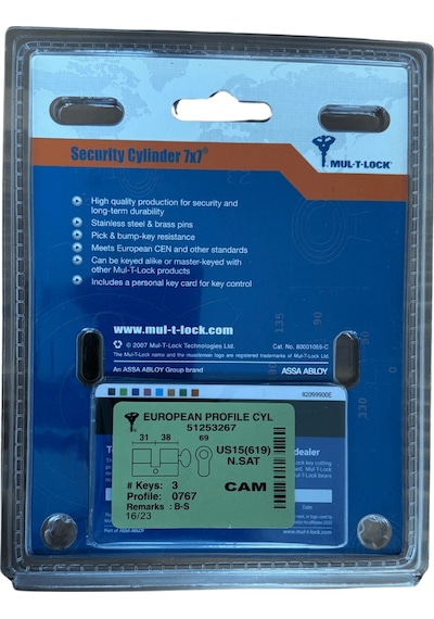 Mul-t-lock Bilyalı Barel Tuzaklı Kgb 69 Mm 7x7 Saten 3 Anahtar