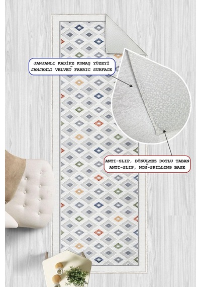 Dijital Baskılı Dekoratif Kaymaz Taban Yıkanabilir Kilim Yolluk Antre Hol Halısı Salon Halısı Çok Renkli