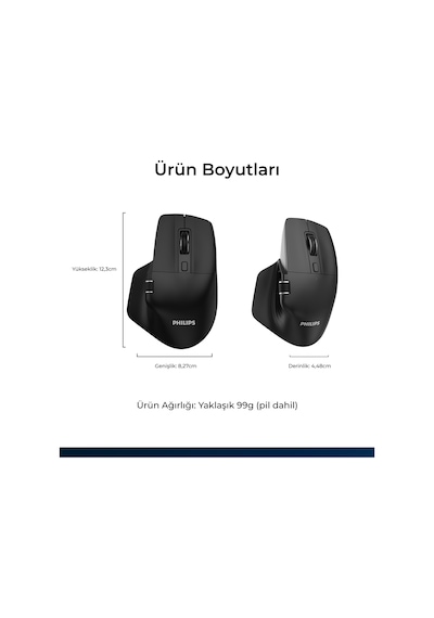 Philips SPK7858 Bluetooth Kablosuz Çift Modlu 4000DPI 7 Tuşlu Optik Mouse