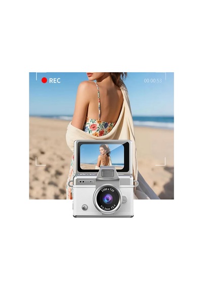 Mini Dijital Kamera Boy 3,5 4,5 Cm Yüksek Çözünürlüklü 1280 720 Hd Ekranlı Beyaz Renk