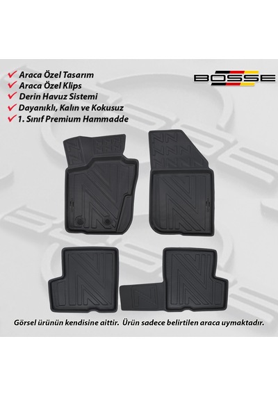 Dacia Duster Paspas 4X2 ve 4X4 Araca Özel 2009 2017 BOSSE 3D Havuzlu Oto Paspas Paspas