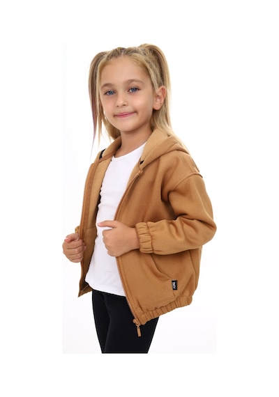 Toontoy Kız Çocuk Kapüşonlu Hırka Kahverengi