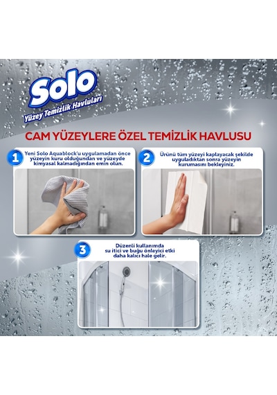 Solo Aquablock Cam Yüzeylere Özel Temizlik Havlusu 30 Yaprak Beyaz