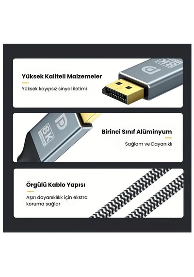8k Displayport Kablosu Dp 1.4 1.5 Metre