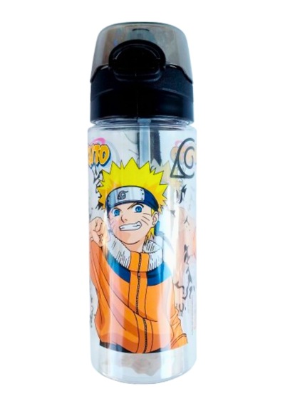 500 Ml Naruto Lu Suluk Matara Kalın Pipetli Siyah 1 Adet Şeffaf