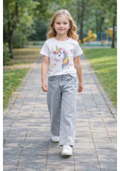 Cedy Denim Cedy Denım Yüksek Kalite Kız Çocuk Yüksek Bel %100 Cotton Palazzo Jean Pantolon Kar Yıkama