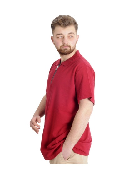 Mode Xl T-Shirt Polo Likralı Fermuarlı Yaka 21029 Bordo 001