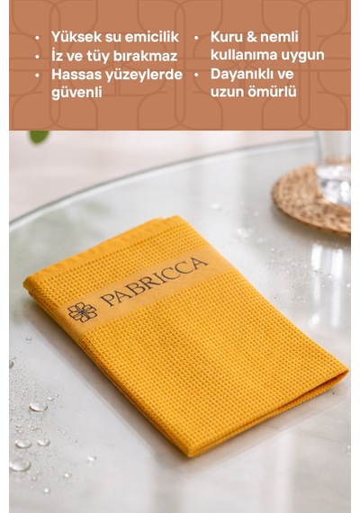 Pabricca Mikrofiber 3 Adet Temizlik Bezi 60x33 Cm Yüksek Su Emiciliği, Çizik Ve Tüy Bırakmaz, Waffle Dokulu Renkli