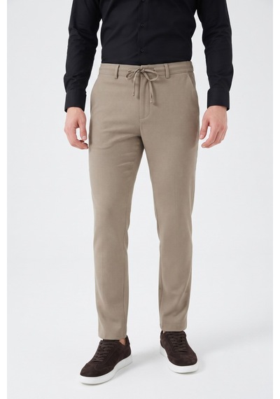 Günce Erkek Regular Kalıp Jogger Pantolon Armürlü Kumaş Bgl-st05633 Bej