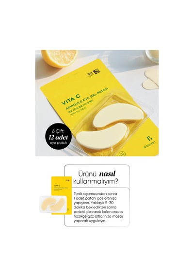 Aydınlatıcı C Vitamini Jel Göz Altı Maskesi 6 Çift Vita C Ampoule Eye Gel Patch