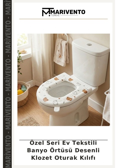 Özel Seri Ev Tekstili Banyo Örtüsü Desenli Klozet Oturak Kılıfı Çok Renkli