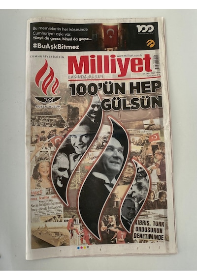 29 Ekim 2023 Milliyet Gazetesi - Cumhuriyetin İlanı 100. Yıl Gazetesi  Teşhir Ürün