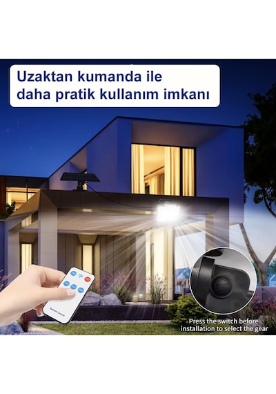 Greentech Güneş Enerjili, Hareket Sensörlü, 228 Boncuk Led Aydınlatma/gt-sl33