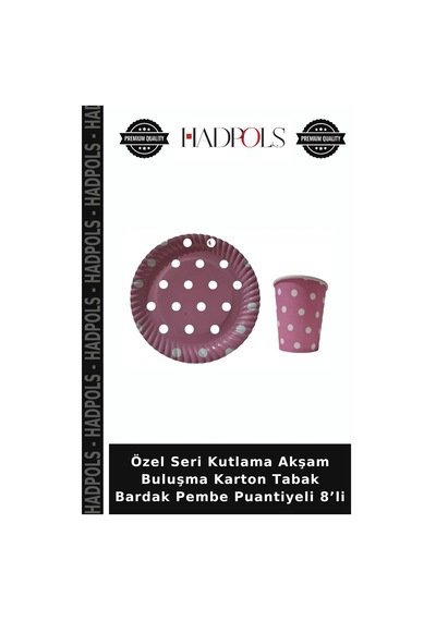Özel Seri Kutlama Akşam Buluşma Karton Tabak Bardak Pembe Puantiyeli 8 Li Diğer