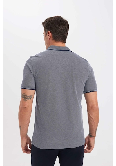 Defacto Slim Fit Dar Kesim Polo Yaka Kısa Kollu Pamuklu Tişört D0033AXNS Lacivert
