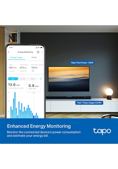 Tp-lınk Tapo P110m Akıllı Wifi Priz 16a Enerji Ölçer Matter Destekli Alexa & Google Home