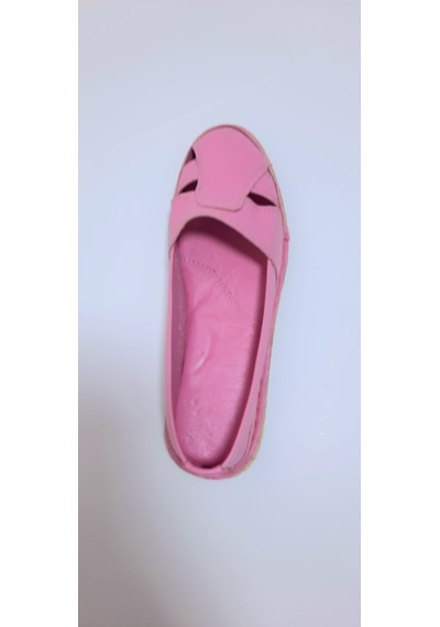 Kapar % 100 Hakiki Deri Pembe Renk Örgülü Babet Pembe