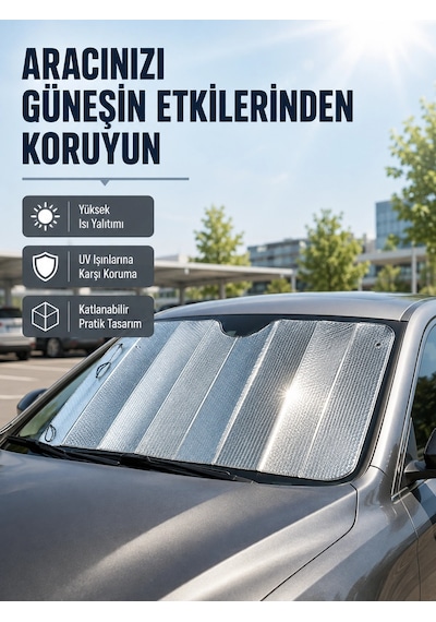 Araba Güneşliği Alüminyum Yansıtıcı Yüzeyle Etkili Isı Koruması Belirtilmemiş