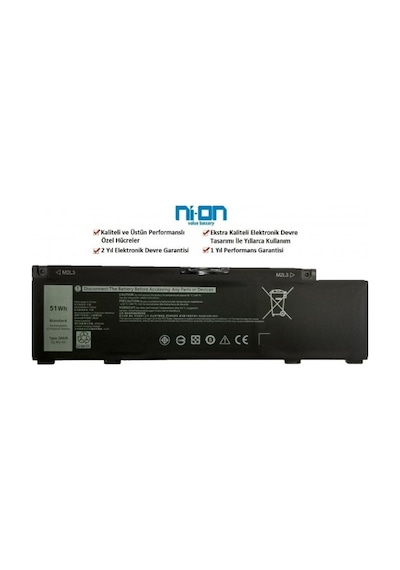Nion Dell 266j9 0266j9 M4gwp 0m4gwp Uyumlu Notebook Batarya - Pil Nion Dell 266j9 0266j9 M4gwp 0m4gwp Uyumlu Notebook Batarya - Pil