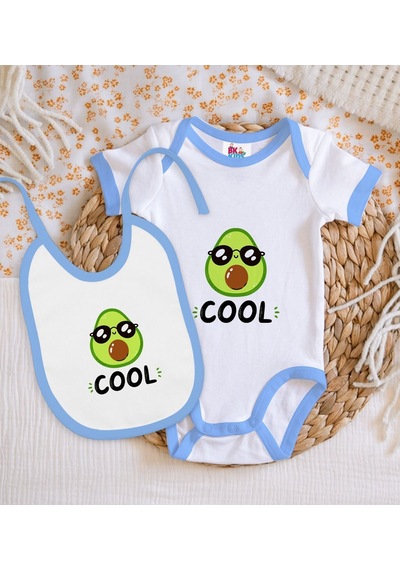 Bk Kids Cool Tasarımlı Mavi Bebek Body Zıbın Ve Mama Önlüğü Hediy Çok Renkli