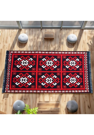 Bigghome Çift Taraflı Kilim, Makinede Yıkanabilir, Modern Desenli, 80 150 Cm, Sa25mk