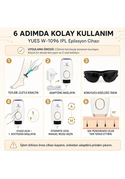 Lexroo W-1096 Ipl Lazer Epilasyon Cihazı, 999.999 Atım, 5 Enerji Seviyesi, Otomatik Ve Manuel Mod