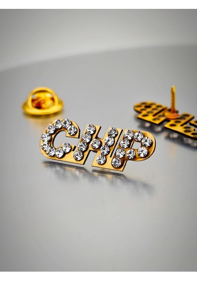 Swarovski Taşlı Chp ''cumhuriyet Halk Partisi'' Yaka Rozeti Altın