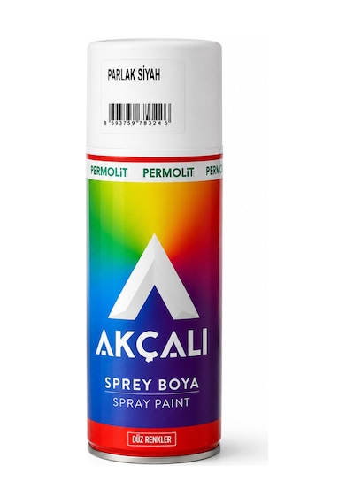Akçalı Sprey Boya Parlak Beyaz Boya Siyah Siyah