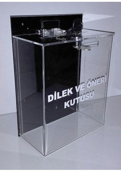 Pleksi Dilek Öneri Şikayet Kutusu Siyah- Özel Kilit Mekanızmalı