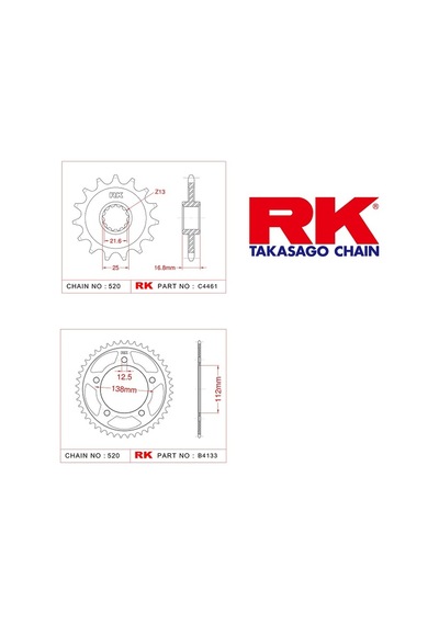 Rk Honda Nc 750 S/x 14/43t Ön Arka Dişli Set 520 14-18