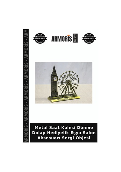 Metal Saat Kulesi Dönme Dolap Hediyelik Eşya Salon Aksesuarı Sergi Objesi Çok Renkli