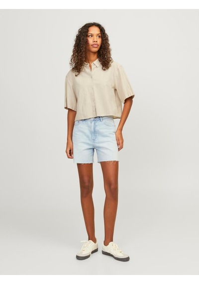 Jjxx Jxlulu Ss Cropped Lınen Blend Shırt Wvn Kadın Bej Kk Gömlek - 12231335