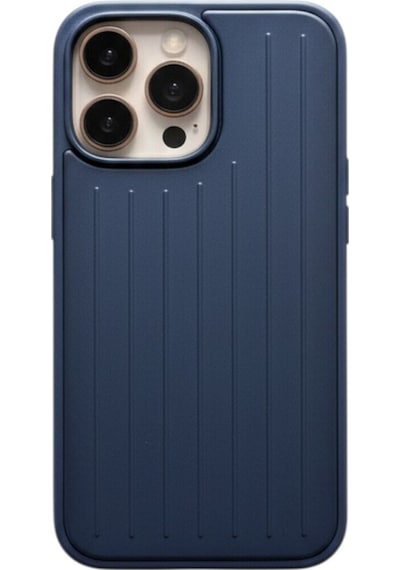 Apple Uyumlu iPhone 16 Pro Max Uyumlu Çizgili Valiz Desenli Premium Kılıf Lacivert