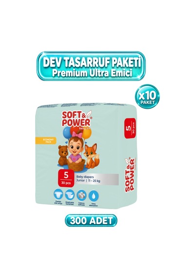 Bebek Bezi No:5 Junior 11-25 Kg 30' lu 10 Paket 5 Numara