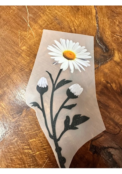 Ütü İle Yapışan Papatya Transfer Baskı Arma 18x9 Cm