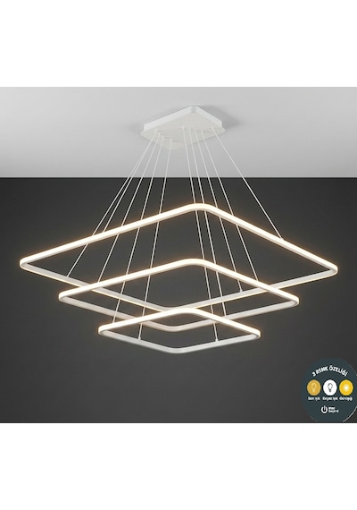 Modern Kare Beyaz Kasa Tek Renk Günışığı Led Avize & Şık Salon Aydınlatma