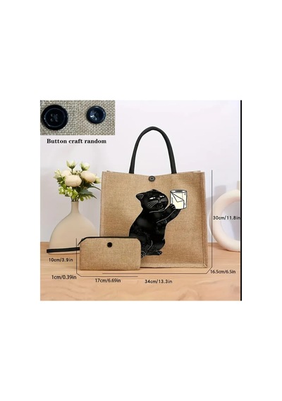 Organıcyou Baodıng Vintage Kedi Baskılı Tote Çanta Seti Mini Bozuk Para Cüzdanı İle Açık Kahverengi Keten Rengi 1 Şirin Kedi Organıcyou Baodıng Vintage Kedi Baskılı Tote Çanta Seti Mini Bozuk Para Cüzdanı İle Açık Kahverengi Keten Rengi 1 Şirin Kedi
