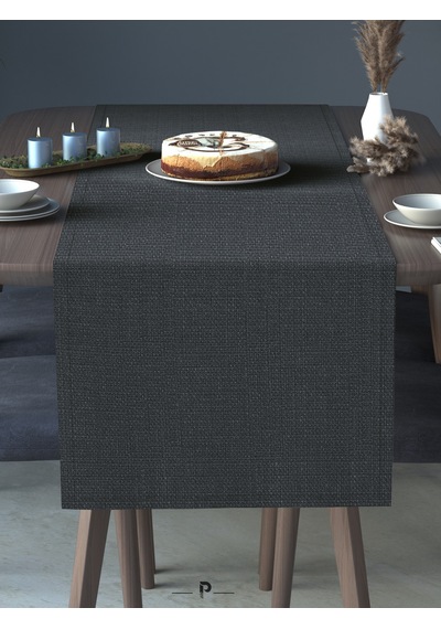 Br Perle Perle Home Keten Dokulu Runner Koyu Gri Renk Dekoratif Şık Runner Örtü