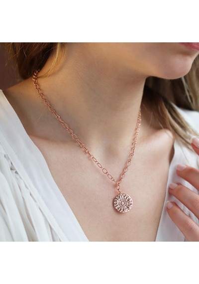 Özel Tasarım Rose Gold Kaplama Zirkon Taşlı Trend Gümüş Kolye Gümüş