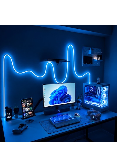 Neon Led Şerit Rgb Piksel 5 Metre Ip65 Su Geçirmez Adreslenebilir Smd2811 Dc12v Esnek Silikon Led Bant 6x12mm 2.5cm Kesilebilir Dekoratif Aydınlatma
