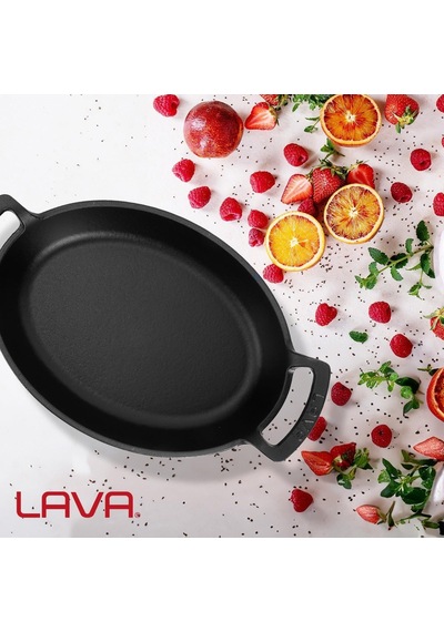 Lava Metal Oval Kuplu Döküm Tava 23x17, Kırmızı Diğer
