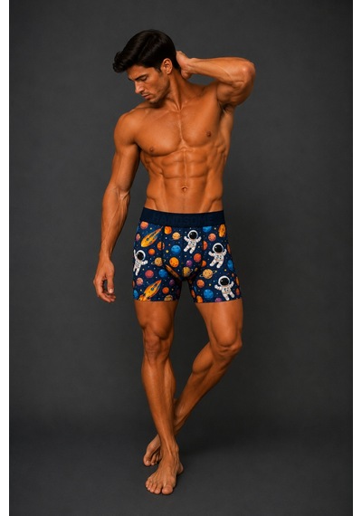 Brem Handsome Astronot Desenli Erkek Boxer Çok Renkli