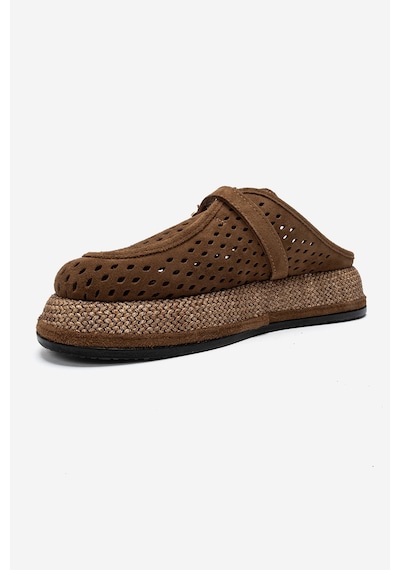 Luvishoes Vone Toprak Süet Hakiki Deri Kemerli Burnu Kapalı Kadın Terlik
